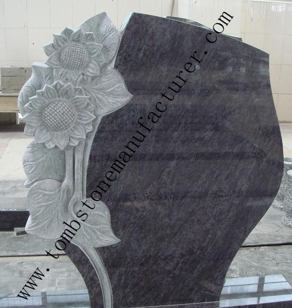 sunflower carving granite headstone1